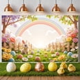 thumbnail image 3 of Colorful Eggs Easter Banner Cherry Blossom Spring Backdrop Rainbow Cute Bunny Egg Hunt Background for Easter Party Spring Celebration Kids Activity, 3 of 9