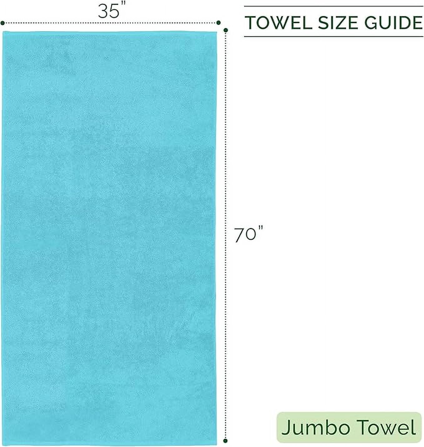 Mocassi Turkish Cotton Jumbo Bath Towel, 1-Piece, 35" x 70", Highly Absorbent - Soft Bathroom Towel, Aqua