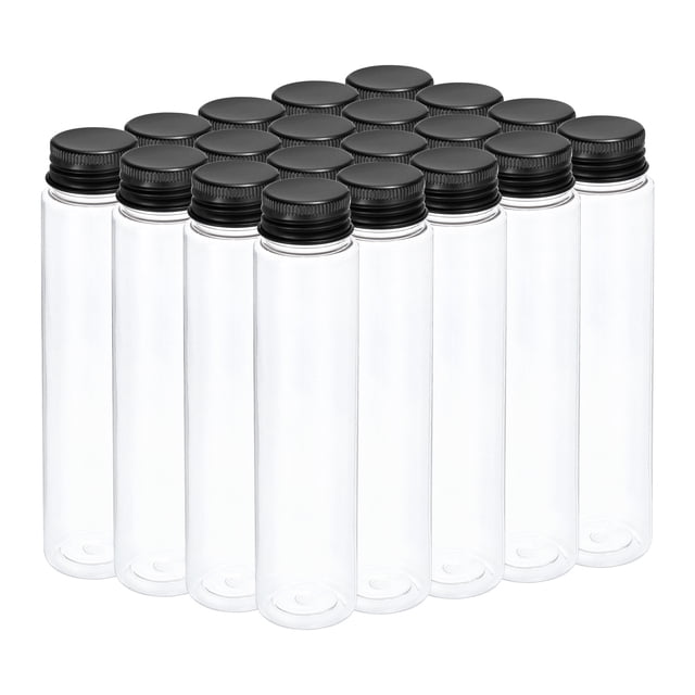 Unique Bargains 110ml Plastic Test Tubes with Screw Caps, 20Pcs 151x34mm Tubes Black