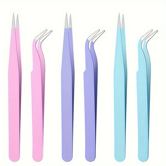 2-Piece Stainless Steel Tweezers Set – Slant & Point Tip Precision Tools with Textured Grip for Eyebrow Shaping & Lash Application