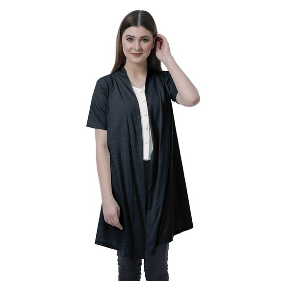 Moomaya Womens Half Sleeve Shrug Open Front Long Cardigan Lightweight Summer Fit