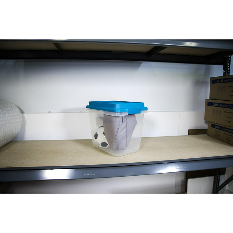 Hefty Medium 8.5-Gallons (34-Quart) Clear Base with White Lid Tote with  Latching Lid in the Plastic Storage Containers department at