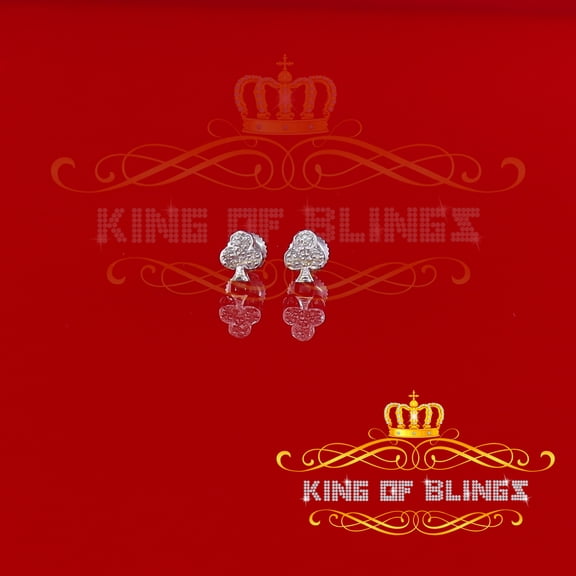 King of Bling's 0.05ct Diamond 925 Sterling White Silver Women's & Men's Club Suit Stud Earrings