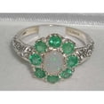 thumbnail image 4 of LBG British Made 925 Sterling Silver Natural Opal & Emerald Womens Statement Ring - 33 size options - Size 10.75, 4 of 6