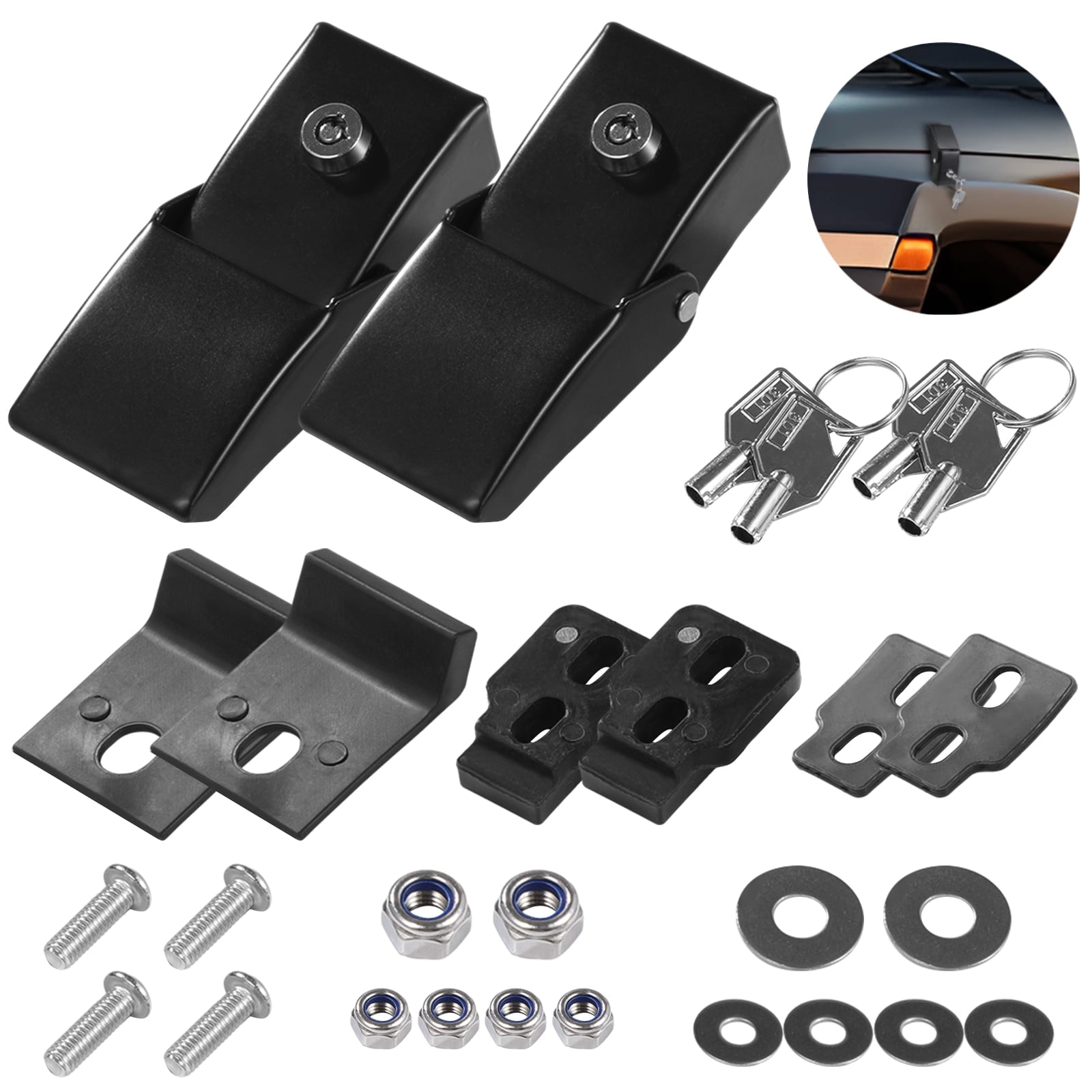 Aerocatch Xtreme Plus Flush Hood Latch and Pin Kit - Black (Above