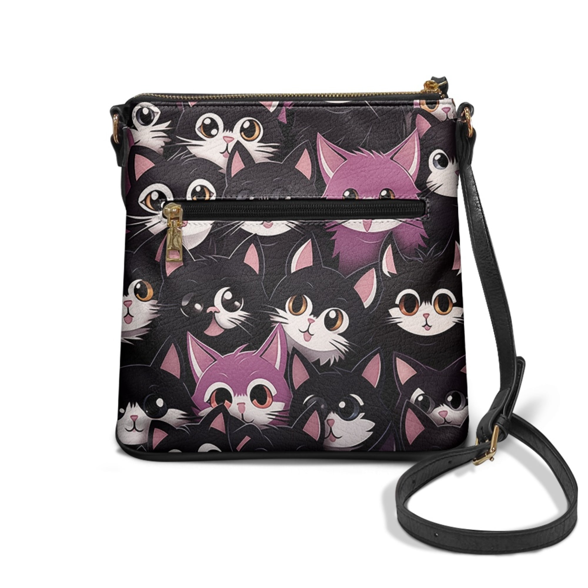 Kuiaobaty Kitten Print Crossbody Bag for Women Medium Size, Roomy Multi Pockets Messenger Purse Crossbody with Adjustable Shoulder Strap, Portable Satchel Purse for Travel & Shopping