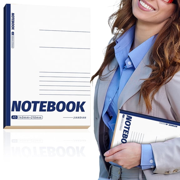 Ruled Journal Notebook, A5 Composition Notebook 5.51in × 8.21in, 120 Pages White Navy Cover Lined Notebook for Meeting Notes & Daily Journaling, Affordable Option