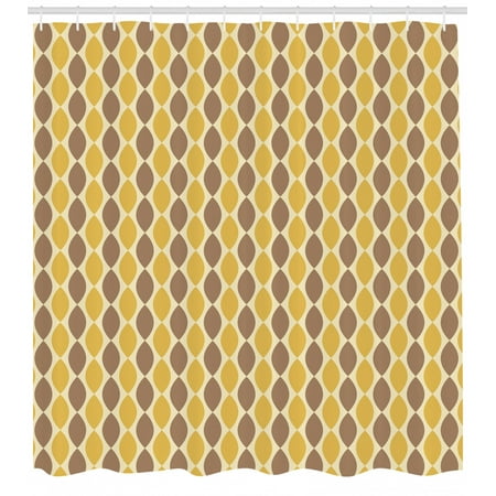 Vintage Shower Curtain Vertically Aligned Oval Shapes With Pointy