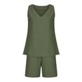 thumbnail image 4 of Mujeres Casual Verano Cuello en V Sólido Sin mangas Tops y pantalones cortos Conjunto de dos piezas Traje Wmkox8yi  bvn1161, 4 of 8