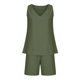 thumbnail image 4 of Mujeres Casual Verano Cuello en V Sólido Sin mangas Tops y pantalones cortos Conjunto de dos piezas Traje Wmkox8yi  bvn1159, 4 of 8