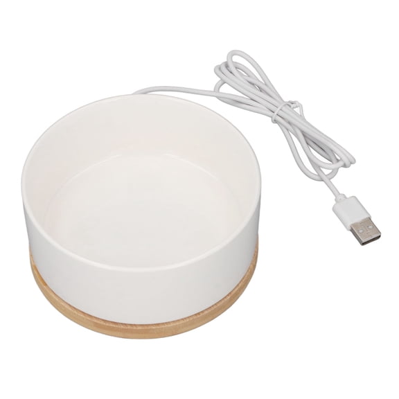 Large Heated Water Bowl USB Ceramic Automatic Heating Smart Thermal Bowl for Dog Cats in Winter, 4.92 inch