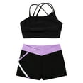 thumbnail image 3 of Haitryli Kids Girls Dancing Clothing Set Criss Cross Back Tank Top with Shorts Outfit Ballet Jazz Lavender 14, 3 of 7