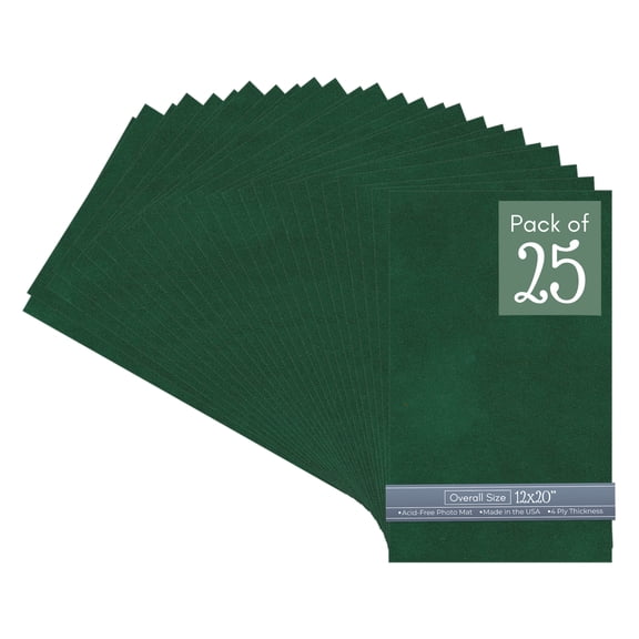 Green Suede 12x20 Uncut Art Mat Board - No Opening - 25 Mats