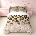 thumbnail image 3 of Homewish Leopard Print Queen Bedding, Gold Blings Print Bedding Comforter Set Queen, Reversible, 7-Piece, 3 of 7