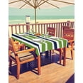 thumbnail image 5 of Outdoor Tablecloth Navy Blue Green Stripes Rectangle Patio Tablecloths 60x84 Inch, Table Cloths with Umbrella Hole and Zipper, Lime Green Striped Summer Table Cover for Outdoor Tables, Picnic,, 5 of 6