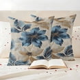 thumbnail image 3 of Blue Brown Botanical Outdoor Waterproof Pillow Covers, Elegant Summer Flowers Vintage Decorative Square Throw Pillowcase Sofa Cushion Sham for Patio/Couch/Chair, 24"x24" 2 Pack, 3 of 8