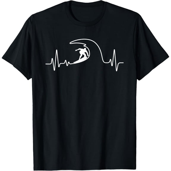 Cool Surfing For Men Women Surfer Surfboard Beach Heartbeat T-Shirt