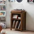thumbnail image 3 of Record Player Stand with Vinyl Record Storage Holds up to 160 Albums,Large Wood Record Player Table，Brown Turntable Stand Cabinet Dispaly Shelf for Living Room,Bedroom,Office, 3 of 10