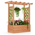 thumbnail image 1 of Costway 1 PCS Wooden Raised Garden Bed with Trellis & Hanging Roof Drainage Elevated Planter Box Patent Pending, 1 of 10