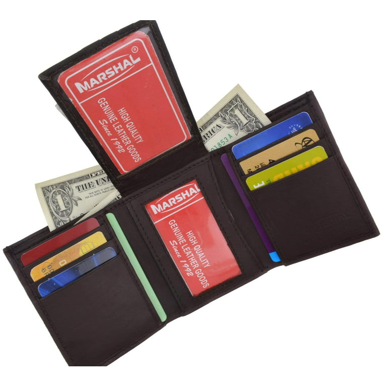 RFID Genuine Leather Trifold Badge Holder Wallet Police Badge Holder U –  Marshalwallet