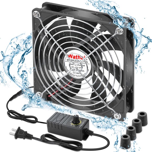 Ventilador de caja Wathai de 120 mm x 25 mm, resistente al agua, IP67, 12 V, con control de velocidad