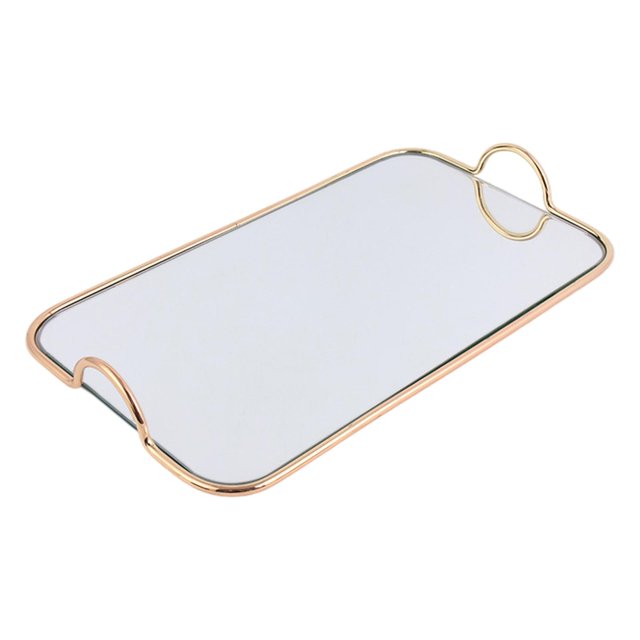 Bandeja espejada Bandeja decorativa con asa, bandeja de espejo, bandeja de tocador, organizador de perfumes para joyería, bandeja de maquillaje, bandeja de espejo para Magideal Bandeja espejada