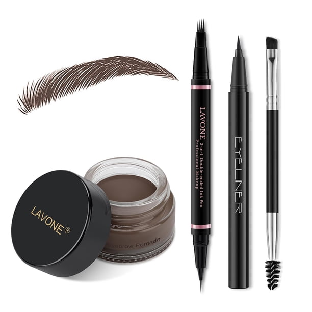 Kit De Maquillaje De Lápiz De Cejas Con Lápiz De Cejas Microblading 2 En 1 Resistente Al Agua, Pomada De Cejas, Delineador De Ojos Y Cepillo De Cejas De Doble Punta, Kit De Lápiz De Cejas Para Cejas N