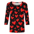 thumbnail image 4 of RQYYD Valentines Shirts for Women Plus Size Cute 3/4 Sleeve Funny Graphic Tee Shirt Heart Shaped Fashion Casual Clothes Tops, 4 of 5