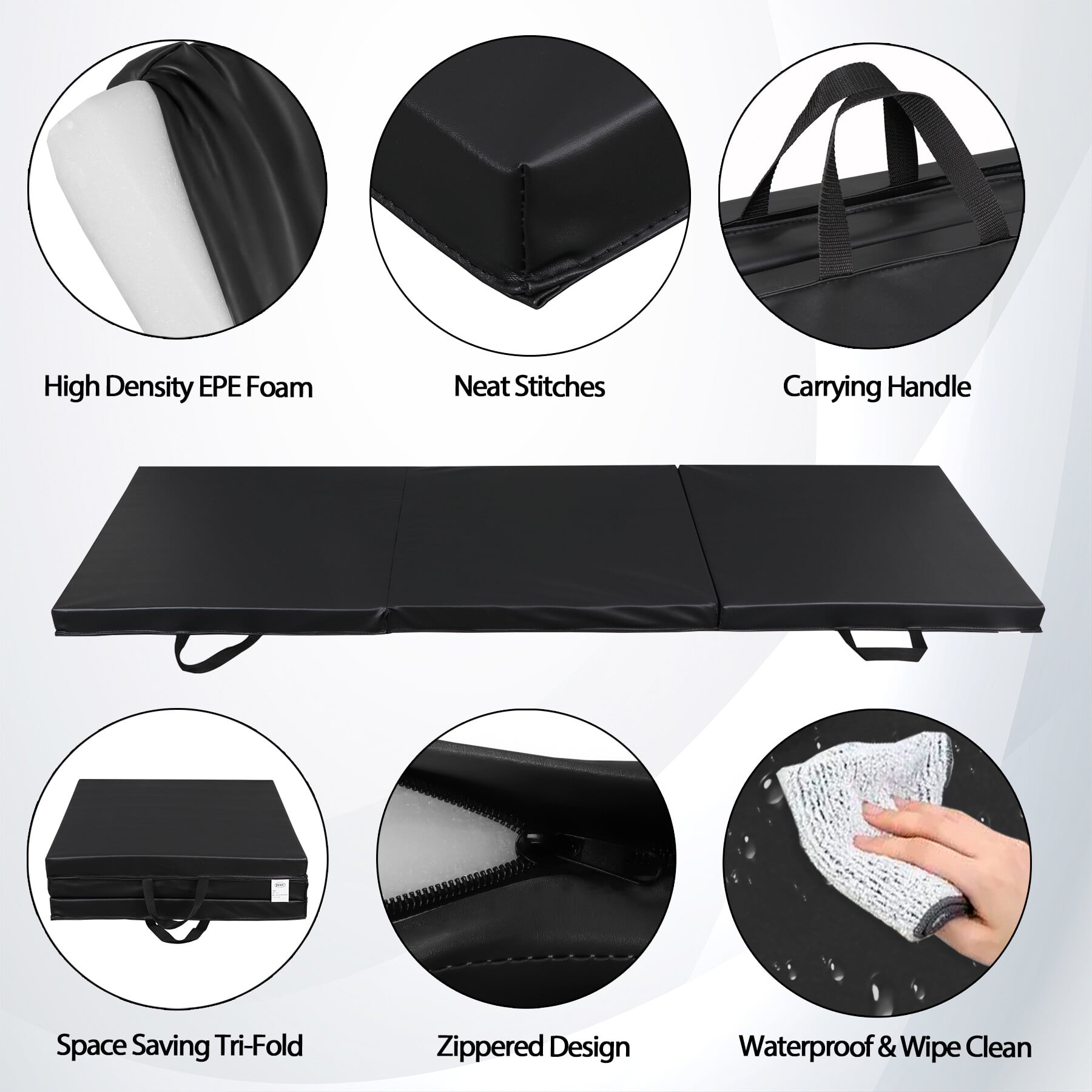 ZenSports 6'x2' Fitness Workout Padded Foldable Foam Gym Mat ZenSports 6'x2' Fitness Workout Padded Foldable Foam Gym Mat
