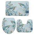 thumbnail image 2 of Summer Coastal Bathroom Rugs Set Ocean Sea Turtle Nautical Coral Eucalyptus Leaves Non Slip Absorbent Soft Bath Mats 3 Piece Set with Bathroom Rug, U-Shaped Floor Mat, Toilet Seat Cover Small Size, 2 of 9