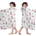 thumbnail image 4 of Beige Princess Castle Rainbow Pattern Hooded Bath Towel，60"x35" for Ages 3 To 12 Kids, Quick Dry Lightweight Soft Microfiber Hood Beach Towel Cover Up for Kids, 4 of 7