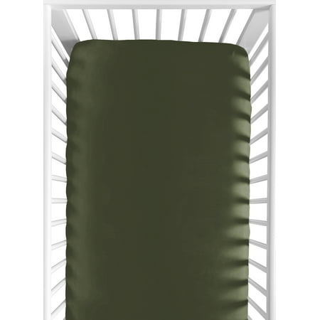 UPC: 0846480063698 | Sweet Jojo Designs Solid Dark Green Baby or Toddler Fitted Crib Sheet for Woodland Camo Collection