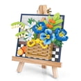 thumbnail image 3 of Ramo de rosas y girasoles en forma de bloques impresos en 3D para Navidad, regalo de cumpleaños de partículas pequeñas con adornos de caballete, 3 of 3