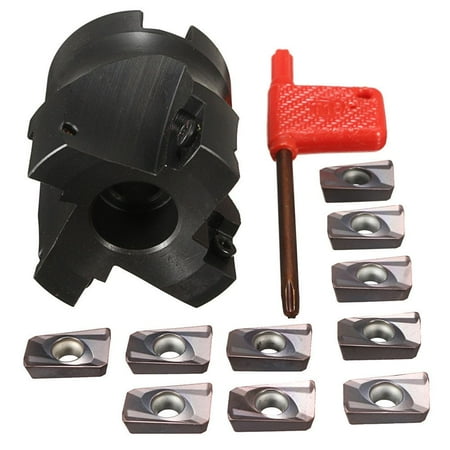 Face Mill Inserts - Drillpro 4 Flute 400R-50mm-22 Face End Mill Flat Cutter +10pcs APMT1604 Carbide Insert