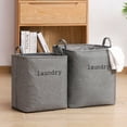 thumbnail image 1 of Laundry Hamper Bag Large Capacity Saving Space Demin Washing Storage Foldable Clothes Basket for Bedroom, 1 of 7