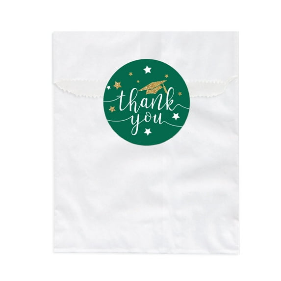 Emerald Forest Green and Gold Glittering Graduation Party, Favor Bag DIY Favors Kit, Graduation Thank You! 24-Pack