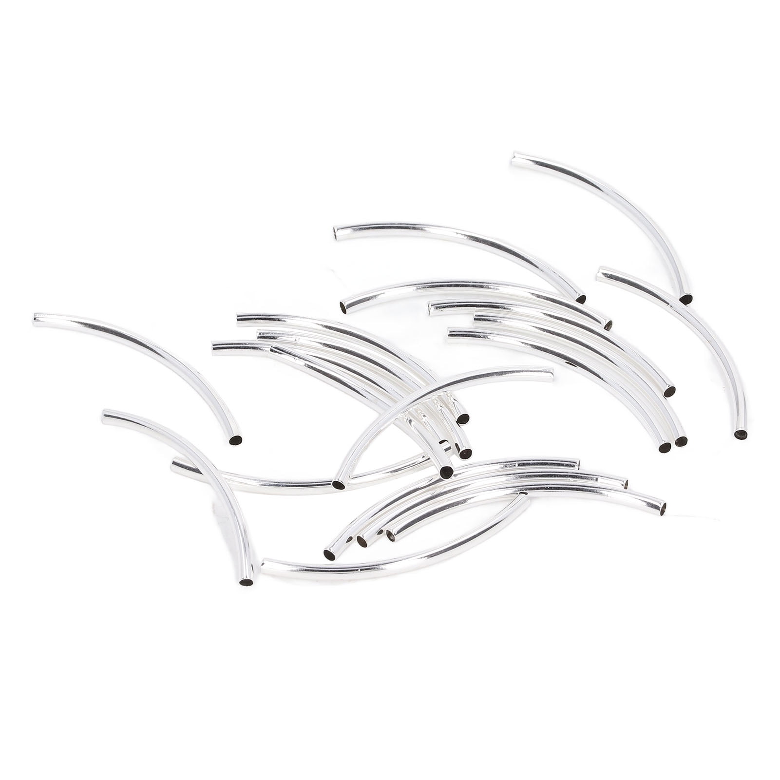 Curved Noodle Tube Spacer Beads, Curved Tube Beads Silver Plated Finish  Exquisite Workmanship Easy To Use For Bracelets