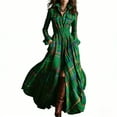 thumbnail image 4 of Women s Long Sleeve Plaid Button Down Maxi Shirt Dress Multiple Color Options Flowy Full Length Skirt Side Pockets Collared Neckline Fabric Casual Fall (No belt), 4 of 4
