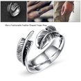 thumbnail image 2 of LYUMO 3Sizes Feather-Shaped Titanium Steel Opening Ring Men’s Fashion Finger Jewelry, Jewelry Ring, Men Fashion Ring, 2 of 7
