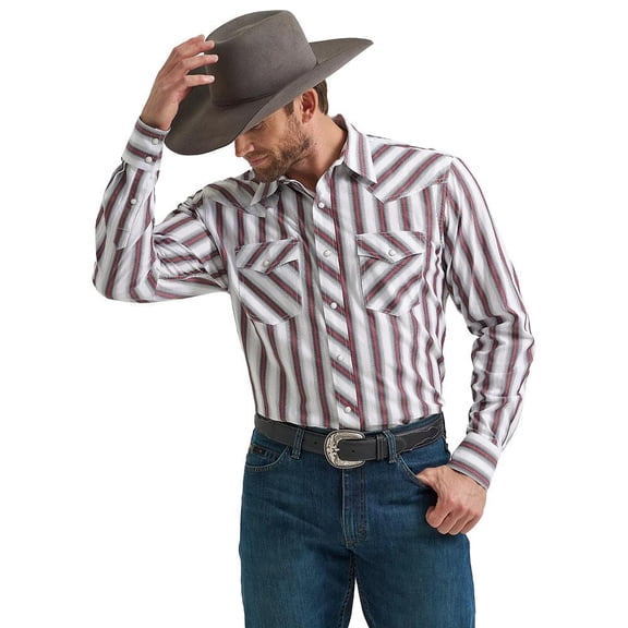 Wrangler Mens 20X White Multi Stripe Shirt