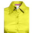 thumbnail image 4 of J. METHOD Women's Button Down Shirt Long Sleeve Roll Up Stretch Collar Office Work Formal Casual Basic Blouse Top NEWT04 Lemonzest 2X, 4 of 5