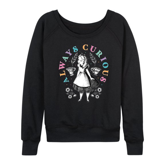 Alice In Wonderland - Women's Lightweight French Terry Wide Neck Long Sleeve Graphic Shirt