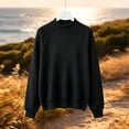 thumbnail image 5 of Atogsazn Kids Girls Knit Oversized Sweatshirt Childrens Casual Waffle Long Sleeve Pullover Sweater Fall Winter Tops Black 15-16 Years Fashion, 5 of 5