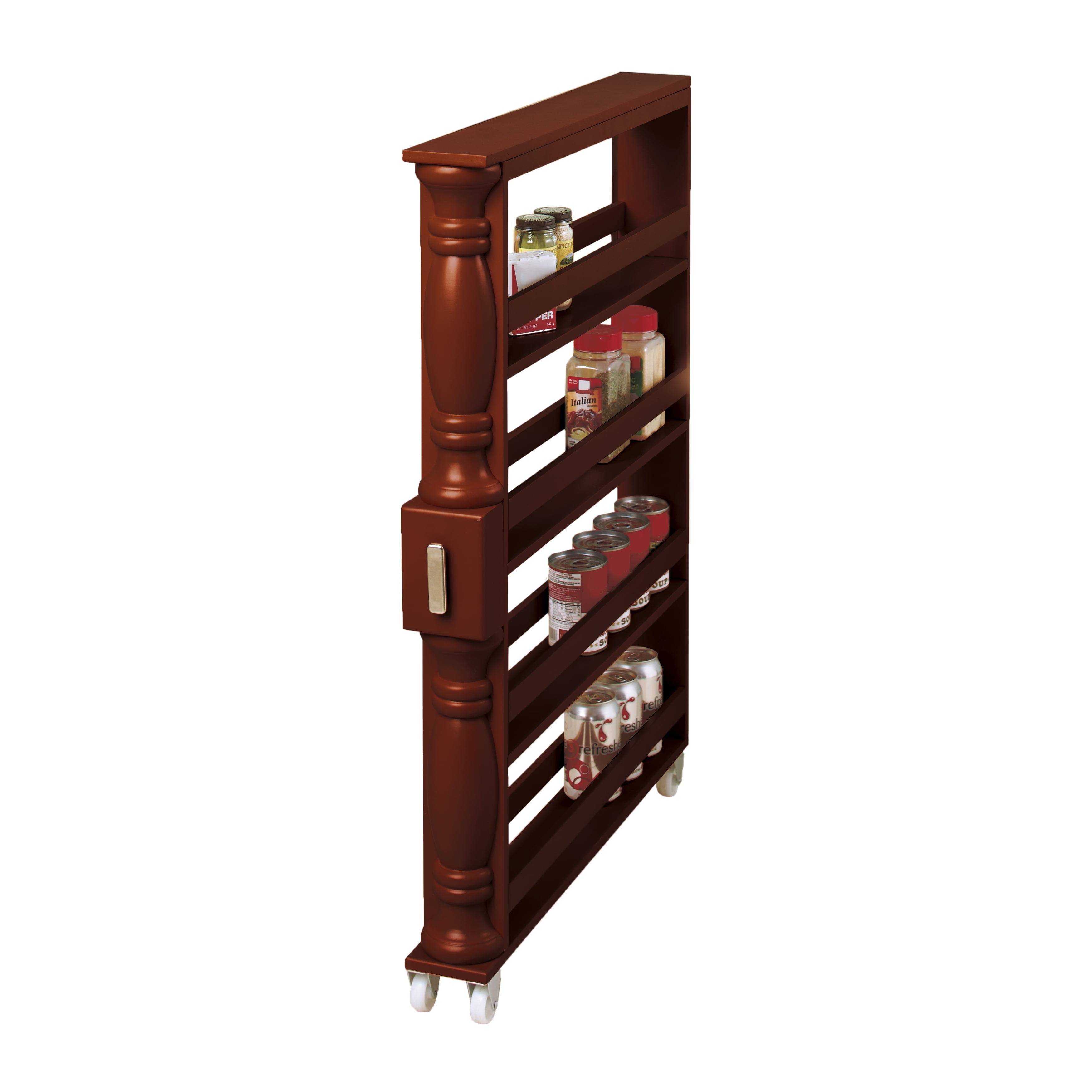 Slim Rolling Kitchen Cart with Wooden Can Organizer Lebanon Ubuy
