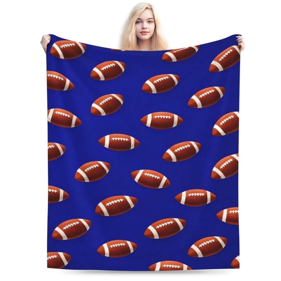American Football Pattern Throw Blanket, Minimalist Sports Fleece Blanket, Soft Warm Decorative Blanket for Sofa Bed Couch, Modern Adult Home Decor 50x40