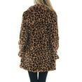 thumbnail image 4 of Xyxonk Leopard Print Faux Fur Coat Long Sleeves Fall Winter Thickened Coats Double-Sided Velvet Stand Collar Jacket with Pocket Trendy Plush Zipper Outwear,Brown XXXL, 4 of 5