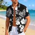 thumbnail image 2 of Men's Hawaiian Floral Shirts Casual Tropical Beach Funky Shirt ort Sleeve Button Down Shirts Tropical Floral Shirts Black M, 2 of 4