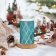 thumbnail image 5 of Turquoise Ceramic Mosaic Flickering Flameless Candles Battery Operated with Remote Timer LED Pillar Candles Set of 2, 5 of 7