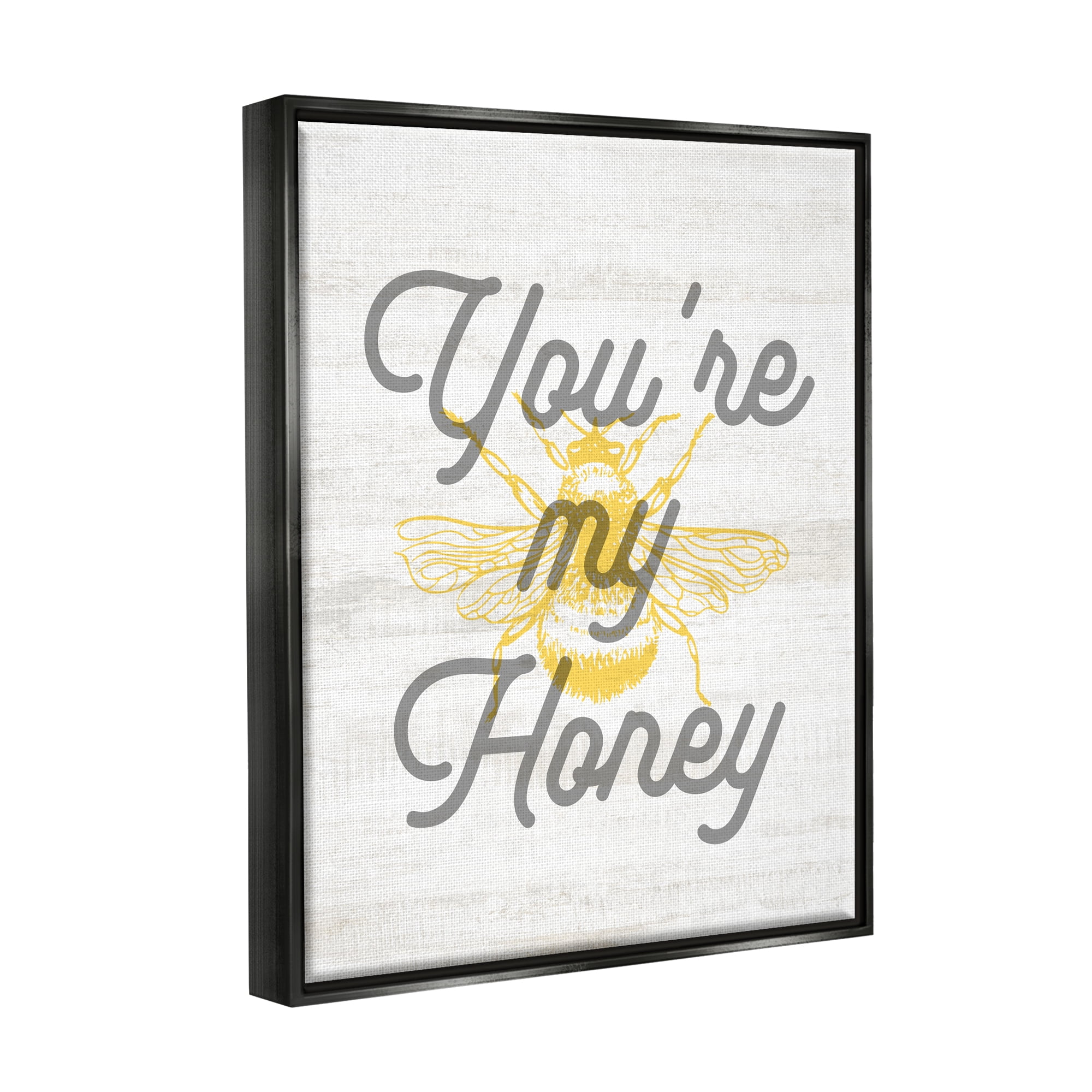 Stupell Industries You're My Honey Bee Phrase Animals & Insects Painting Black Floater Framed Art Print Wall Art, 25 x 31