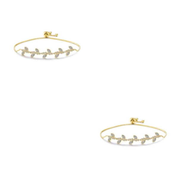 Pulseras de circón de rama de sauce Jumpingount Tipo de cremallera 2Conjunto Oro
